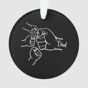 Fist Bump Dad Of Three Father Of 3 Daddy Happy Fat Ornament