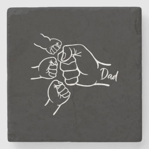 Fist Bump Dad Of Three Father Of 3 Daddy Happy Fat Stone Coaster