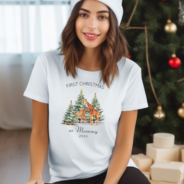 Fist Christmas as Mummy Year Cute Giraffes Family  T-Shirt (Creator Uploaded)