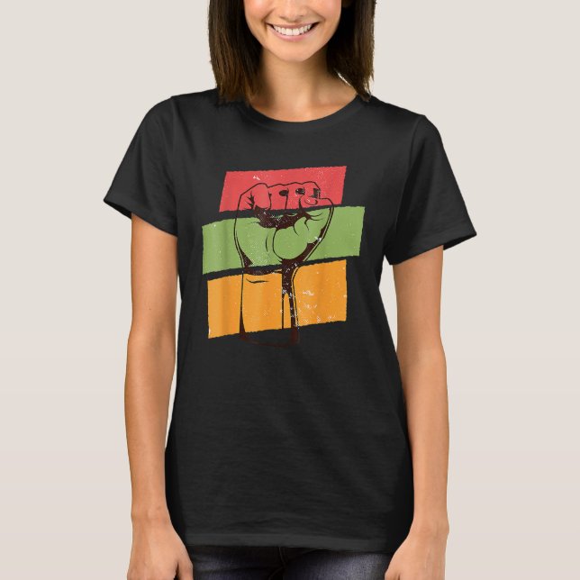 Fist Hand Black History Month Afro African Pride M T-Shirt (Front)