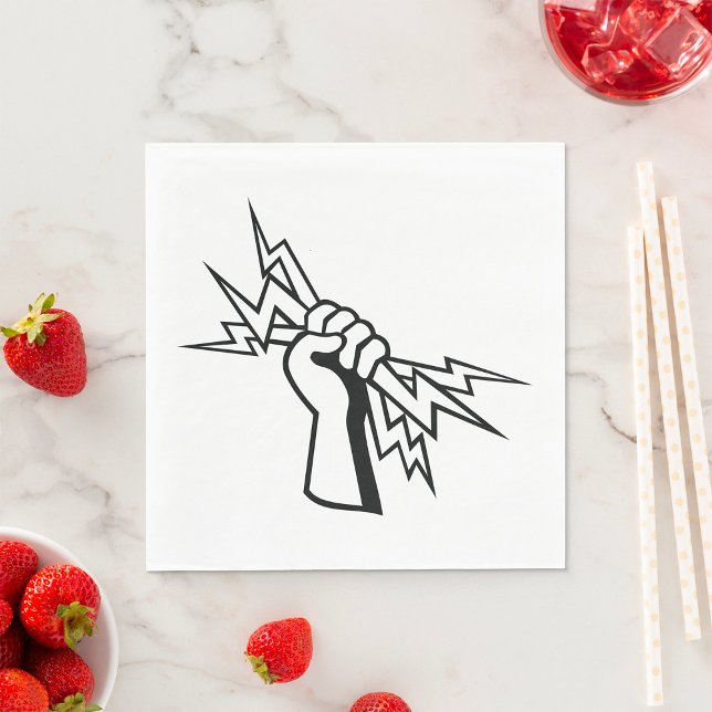 Fist Holding Lightning Bolt Bold Power Napkin (Creator Uploaded)