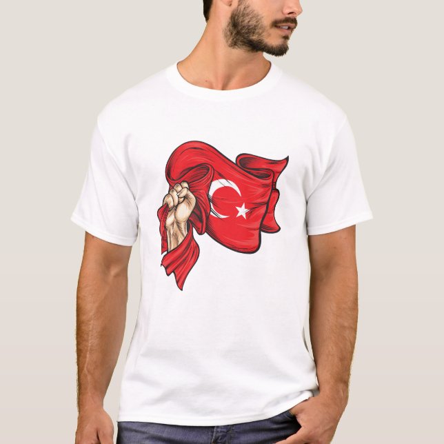 Fist holding national flag of Turkey T-Shirt (Front)