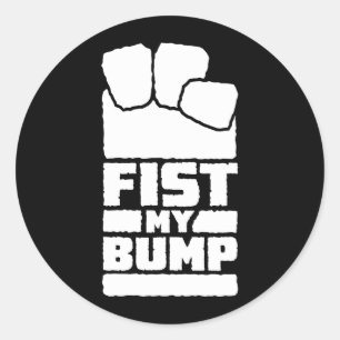 Fist My Bump Funny Space Alien Design In White Classic Round Sticker