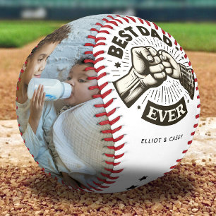Fist Pump Best Dad Ever Personalised 2 Photo Baseball