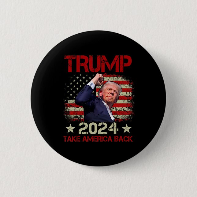 Fist Pump Shot At Trump 2024 Trump Survives Rally  6 Cm Round Badge (Front)