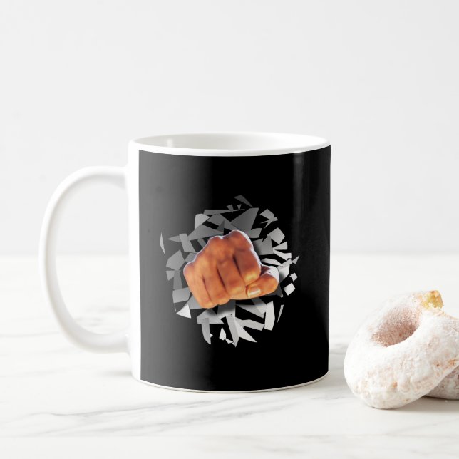 Fist Punching Through! Coffee Mug (With Donut)