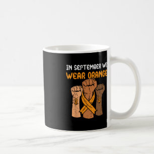 Fist September We Wear Orange Leukaemia Awareness Coffee Mug