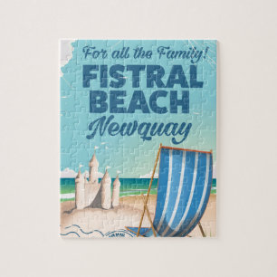 Fistral Beach Newquay Vintage travel poster Jigsaw Puzzle