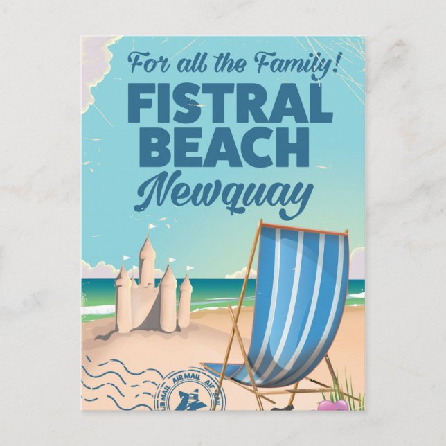 Fistral Beach Newquay Vintage travel poster Postcard (Front)