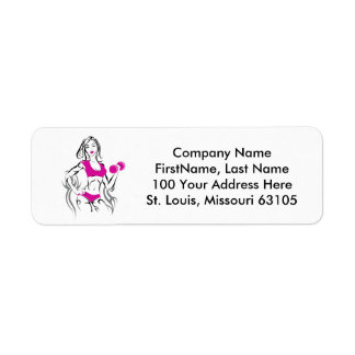 Fit Chick w Lipstick- Pink Return Address Label