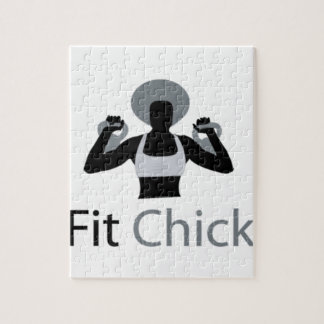 Fit Chick with Afro holding kettlebells Jigsaw Puzzle