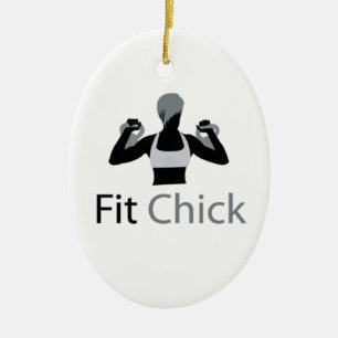 Fit Chick with Kettlebells Ceramic Ornament