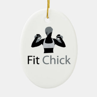 Fit Chick with Kettlebells Ceramic Ornament