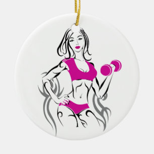 Fit Chick with Lipstick- Pink Ceramic Tree Decoration
