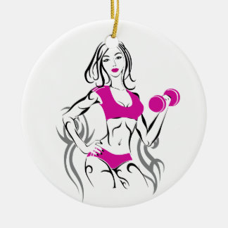 Fit Chick with Lipstick- Pink Ceramic Tree Decoration