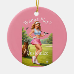 Fit Female Golfer Thunder_Cove Ceramic Ornament