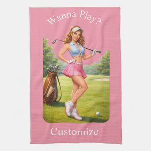 Fit Female Golfer Thunder_Cove Tea Towel