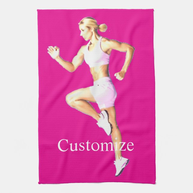Fit Female Runner Thunder_Cove Tea Towel (Vertical)