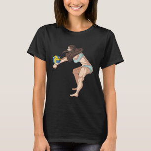 Fit girl dredging the volleyball beach serve with  T-Shirt