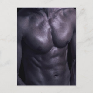Fit man with muscles postcard