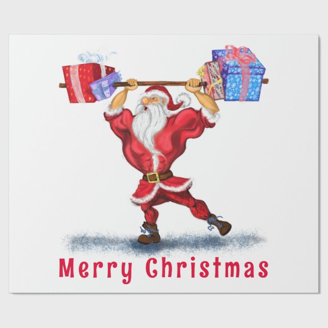 Fit Santa Claus Funny Christmas Wrapping Paper (Flat)