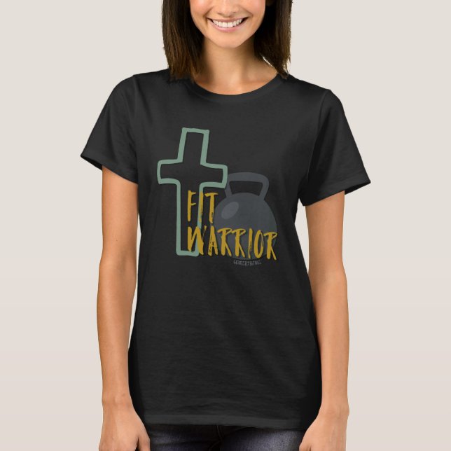 Fit Warrior Christian Faith Inspirational Workout T-Shirt (Front)