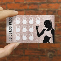 Fitness 10 Class Pass Girl Blush Rose Gold Glitter
