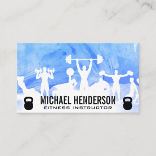 Fitness Activities Kettle Bells Watercolor Business Card