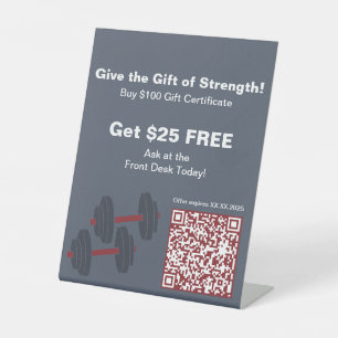 Fitness All-Year Gift of Strength Certificate Pedestal Sign