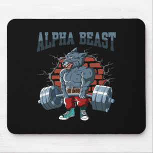 Fitness Alpha Wolf Doing Deadlift Workout Training Mouse Pad