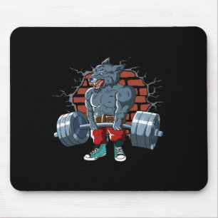 Fitness Alpha Wolf Doing Deadlift Workout Training Mouse Pad
