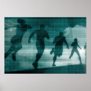 Fitness App Tracker Software Silhouette Illustrati Poster