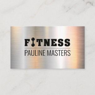 Fitness Barbell Personal Trainer Metallic Appointment Card