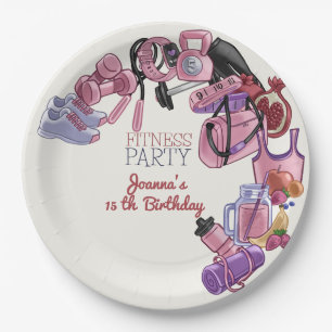 Fitness birthday party paper plate