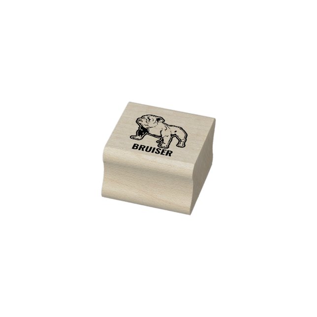 Fitness Bulldog with Custom Name wooden  Rubber Stamp (Stamp)