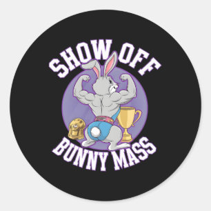 Fitness Bunny Bodybuilder Show Off Bunny M Funny R Classic Round Sticker