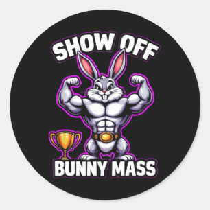 Fitness Bunny Bodybuilder Show Off Bunny M Funny R Classic Round Sticker
