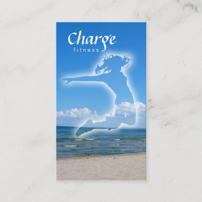 Fitness Business Card w/ beach & blue sky (Front)
