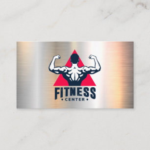 Fitness Center Logo Metallic Background Appointment Card