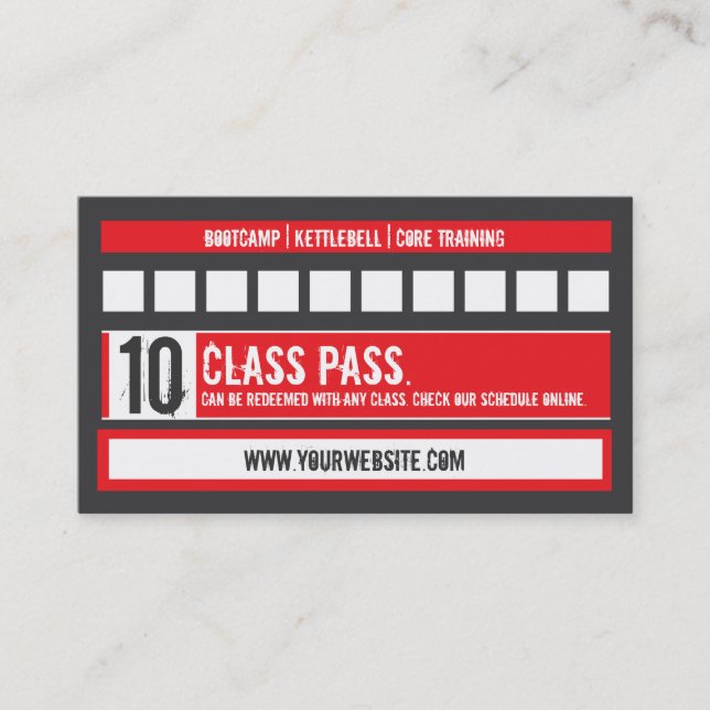 Fitness Class Business Card 10 Class Pass Card (Front)