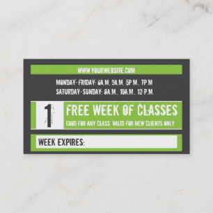 Fitness Class Business Card Free Week Card