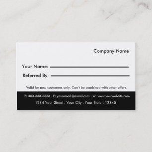Fitness Class Referral Business Card