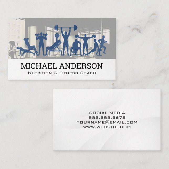 Fitness Coach | Nutritionist | Workout Exercises Business Card (Front/Back)