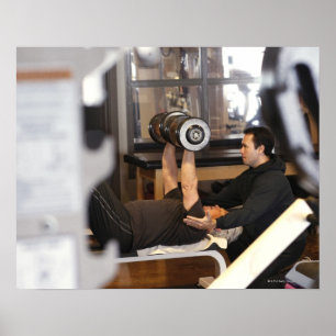 fitness coach works with 'senior' in gym poster