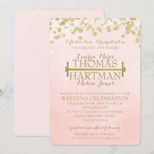 Fitness Curl Bar Weights Wedding Invitation