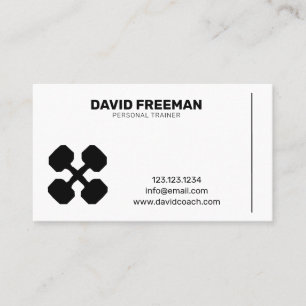Fitness Dumbbell White Modern Bodybuilding Coach Business Card
