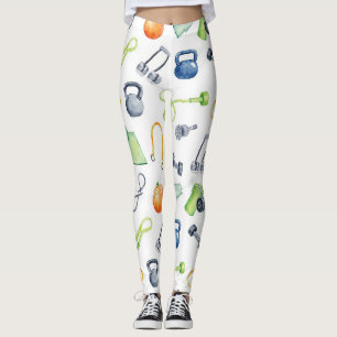 Fitness Dumbbells Jump Ropes Yoga Mats Pattern Leggings