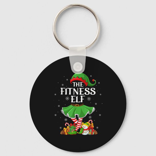 Fitness Elf Christmas Family Elf Squad Xmas Girls  Key Ring (Front)