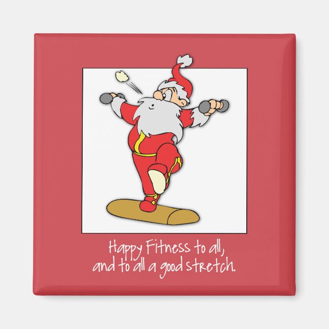 Fitness Exercise Christmas with Santa Magnet (Front)