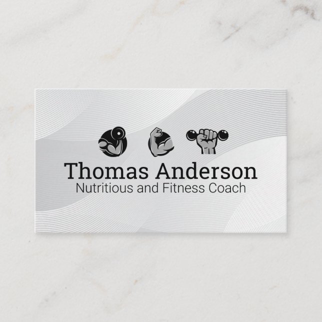 Fitness Exercises Logo Business Card (Front)